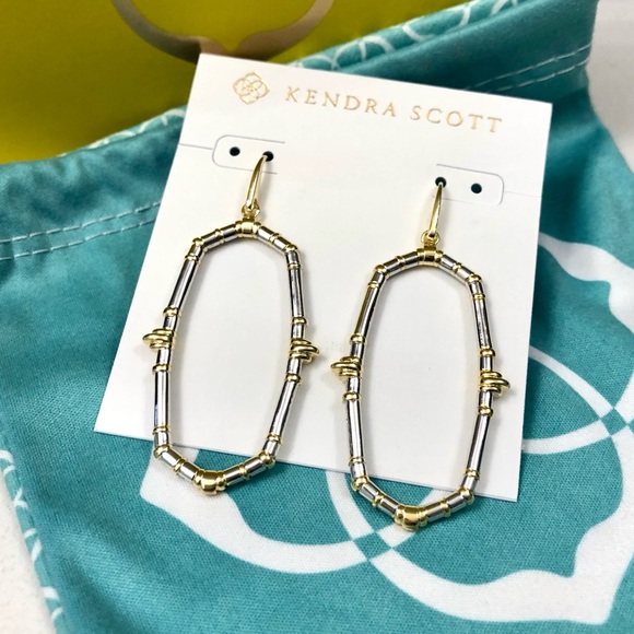 NWT - Kendra Scott Essie Mixed Metal Open Frame Earrings - Picture 1 of 6